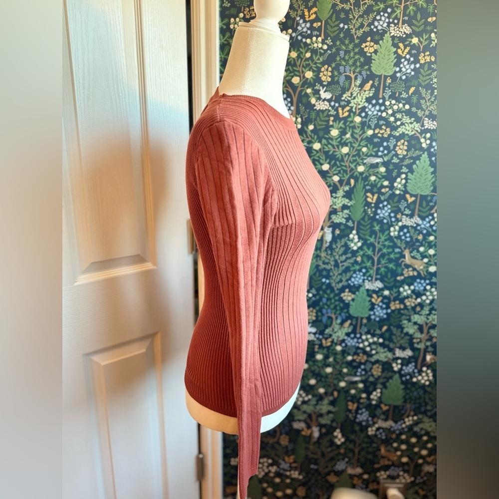 Love Tree Rust Ribbed Sweater​ - Picture 2 of 7